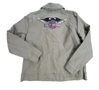 Chaqueta de Lona Harley Davidson Talla XL Verde Para Mujer Tejido Granero Tareas Abrigo Nuevo Foto 1 de 4