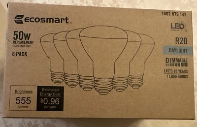 EcoSmart 50-Watt Equivalent BR20 Dimmable LED Light Bulb Daylight (6-Pack) - Image 1 of 3