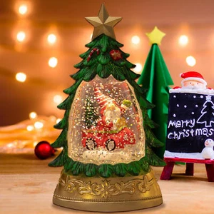 Christmas Lighted Snow Globe Christmas Tree Shape Snow Globe Water biological - Picture 1 of 5