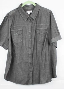 Denim & Co kurzärmliges leichtes Jeanshemd, Größe 1X, Style A212943 - Bild 1 von 9