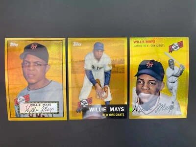 Willie Mays 2012 Topps Chrome Gold Refractor 261 244 90 Gem Mint All 3 Gem Mint. - Image 1 of 4