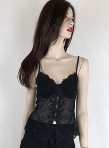 La Perla Corset top with exquisite macrame lace features AU 12 Black - Picture 1 of 3