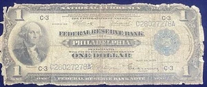 1918 One Dollar Bill $1 National Currency Large Size Note Philadelphia #51938 - Picture 1 of 2