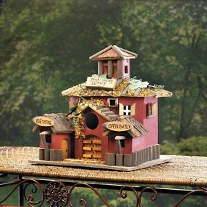Finch Valley Winery Vineyard Wood Bird House Fairy Home Yard Art Garden Decor