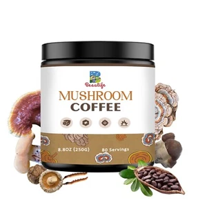 250g Mushroom Coffee, 8.8OZ, 80 Serving, 10 Superfood, with Arabica,10 Superfood - Picture 1 of 12