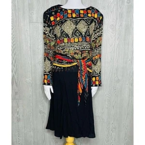 Nwt vintage Carole little dress with beaded wrap size 14w geometric design 80s - Picture 1 of 9