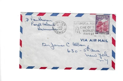BERMUDA 1947 Cover sent from Hamilton to U.S. - Slogan Cancel - Image 1 of 2
