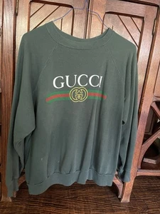 Vintage Gucci GG Bootleg Sweatshirt- Forest Green-Excellent Condition - Picture 1 of 1