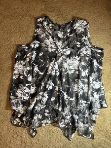 Simply Vera Wang Tanktop Damen XL ärmellos V-Ausschnitt fließend Blumen einfarbig - Bild 1 von 6