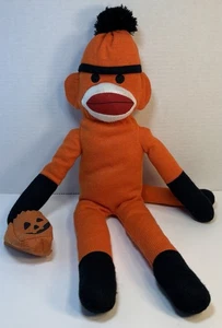 Halloween 21" Sock Monkey Plush Orange Stuffed Animal Trick or Treat - Picture 1 of 9