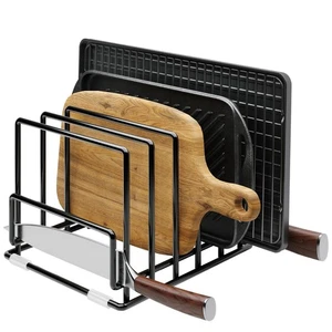 Cutting Board Organizer Rack with 7 Compartments, Heavy-Duty Iron Pan and Bak... - Bild 1 von 9