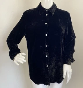 Vintage Myer Innovare 12 Black Crushed Velvet Collared Button Shirt Aussie Made - Picture 1 of 14