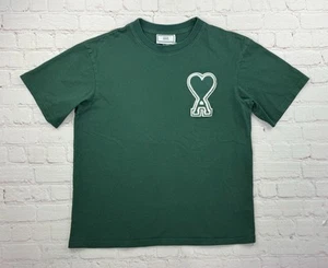 AMI PARIS Logo Patch Cotton Jersey T-Shirt Pine Green Size M - Picture 1 of 10