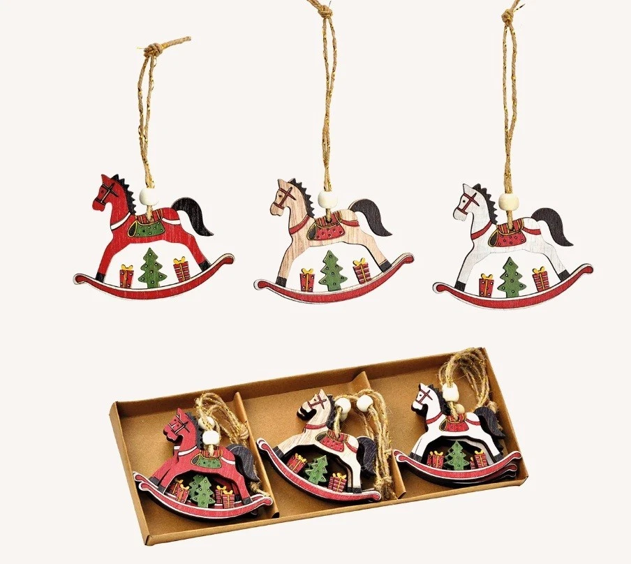 9 STK Deko Anhänger Schaukelpferd Hänger Holz w1300 Weihnachtsschmuck Pferdchen - Bild 1 von 1