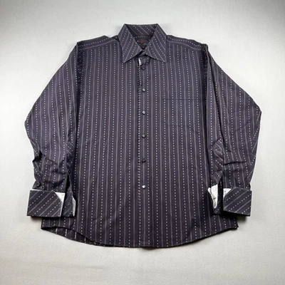 Camisa de vestir Ben Sherman para hombre 16,5x34/35 marrón a rayas manga larga botón delantero Foto 1 de 4