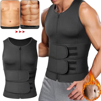 Men Sauna Vest Waist Trainer Corset Body Shaper Fitness Trimmer Shirt Shapewear - Image 1 of 4