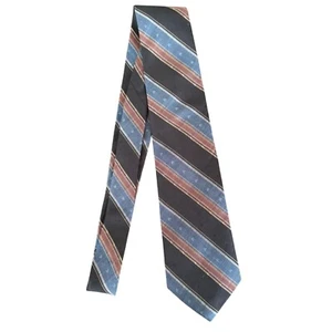 Vintage Damon Silk Tie Black Blue Rust Striped 56in Length Union Made in the US - Picture 1 of 6