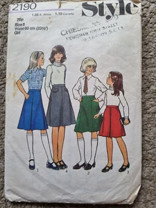 STYLE pattern 2190 Girls Skirts size 8 Waist 231/2" Hip 28" - Picture 1 of 2