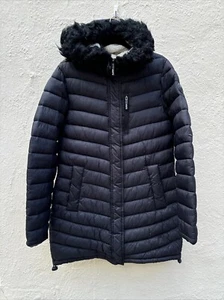 Superdry Original Fuji Full Zip Long Puffer Jacket Women’s X-L Black READ - Picture 1 of 11
