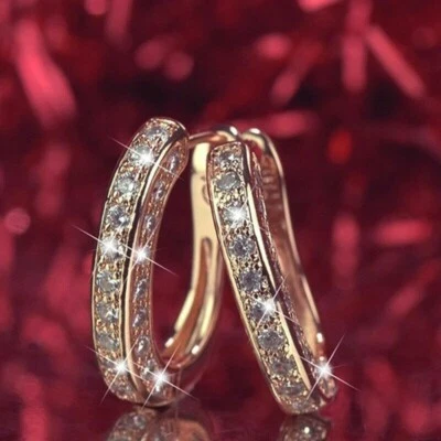 2Ct Round Cut Lab-Created Diamond Huggie Hoop Earrings 14K Rose Gold Finish - Image 1 of 4