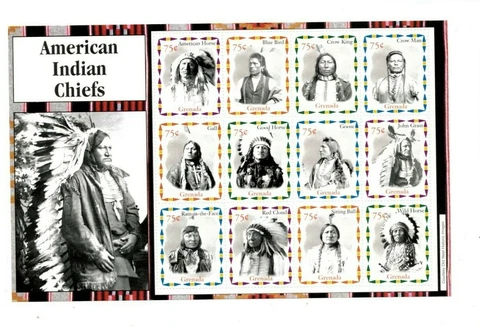 Grenada 2004 - AMERICAN INDIAN CHIEFS - Sheet of 12 stamps - MNH Cover