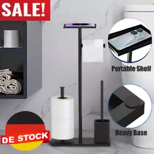 Klopapierhalter Stehend mit Klobürste Toilettenpapierhalter Stehend WC Garnitur- - Bild 1 von 18