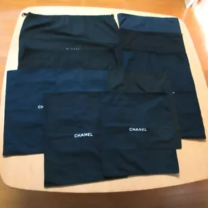 CHANEL Logo 10 Set Dust Bag Drawstring Canvas Black M891 - Picture 1 of 21