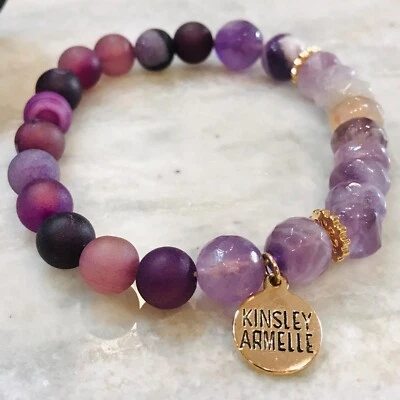 Pulsera Amatista Púrpura Colección Kinsley Armelle Holly Royal Stretch 18k GP Foto 1 de 4