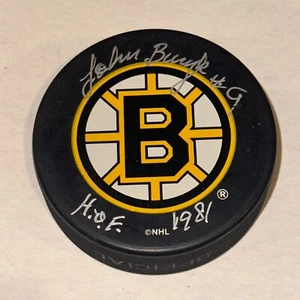 JOHN BUCYK Signed Boston BRUINS Official GAME Puck Beckett BAS w/ HOF Inscrip - Picture 1 of 3
