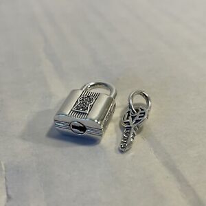 NEW Authentic Pandora Bead 790088C01 Padlock and Key Charm Sterling Silver CZ