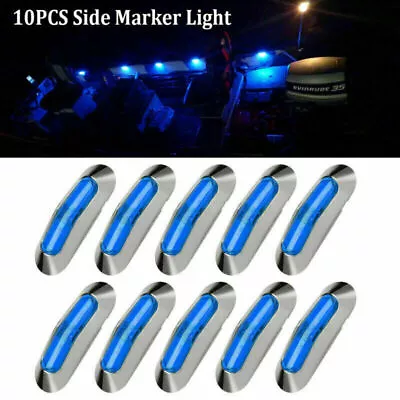 10x Blue 4 LED Clearance Side Marker Lights for Car RV Truck Trailer Pickup 12V - Image 1 of 4
