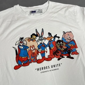 Looney Tunes Superman T Shirt Men Size 2XL White WB 100 Years Heroes Unite - Picture 1 of 8