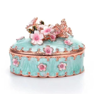 Moda Fiori di Ciliegio Portagioielli Scatola Figurina Natale Meepsake Artigianato - Foto 1 di 6