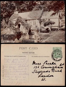 Isla de Wight 1909. Postal con foto real BONCHURCH OLD CHURCH, usada - Imagen 1 de 1