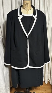 Jessica London Womens Blk /White Trim Dress Suit Sz 26 Pre-owned  - Picture 1 of 16