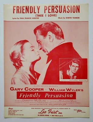 Friendly Persuasion Thee I Love Sheet Music 1956 Piano Movie Perkins McGuire Vtg - Image 1 of 4