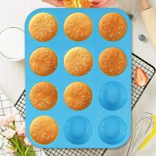 Silicone Muffin Tray Cupcake Baking Pan 12 Cup Non-Stick Microwave Safe Fast Us