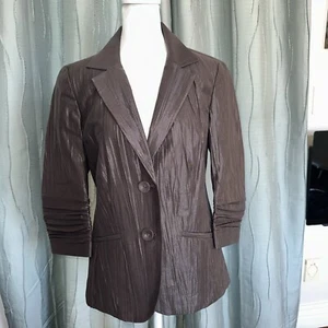 Chicos Size 0 (Small/4) Taupe Shimmer Textured 2 Button Blazer that Dresses Up - Picture 1 of 15
