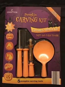 Crofton Pumpkin Orange Carving Kit Carving & Stencil Kit Safe & Easy To Use - Picture 1 of 12