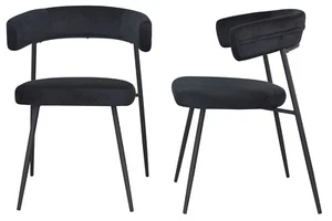 2er Set Esszimmerstühle schwarz / Samtoptik Gestell schwarz Stuhlset modern - Bild 1 von 2
