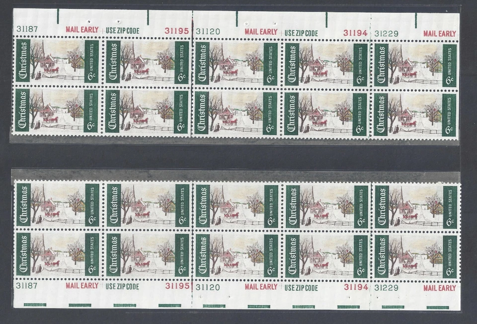 United States Scott # 1384 1969 Christmas Issue 6c, multi Blocks - Image 1 of 1