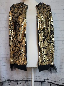 Girls Art Class Gold & Black Paillettes Sequin Blazer Coat Sz XL 14/16 Boutique - Picture 1 of 5