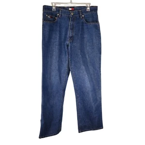 Y2K Tommy Jeans Relaxed Fit Jeans Classic Blue Denim Pants Mens Size 33x32 - Picture 1 of 9