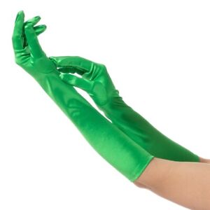 Green Long Gloves Fancy Dress Flapper Costume Accessory Sexy Halloween Ladies