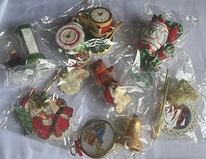 Vintage Posten 20 Weihnachtsschmuck beflockt Bär Korbgeflecht bestickt Kunststoff Glas - Bild 1 von 24