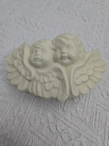 White Porcelain Cherub Angel Trinket/Jewelry Box Baby Face Rose Victorian 3X2X2 - Picture 1 of 7