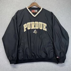 Purdue Boilermakers Pro Player Pullover Windbreaker Men’s Large Black Y2K - Picture 1 of 13