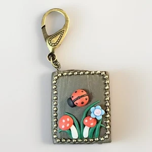 Lady Bug And Mushrooms Book Handbag Charm Or Key Chain. - Picture 1 of 6