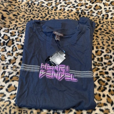 Camiseta manga corta vintage Henri Bendel x Shinji Murakami negra rosa con logotipo retro nueva con etiquetas Foto 1 de 4