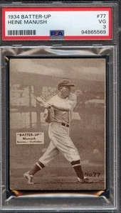 1934 Batter Up #77 Heine Manush PSA 3 HOF Washington Senators 5569 - Picture 1 of 2